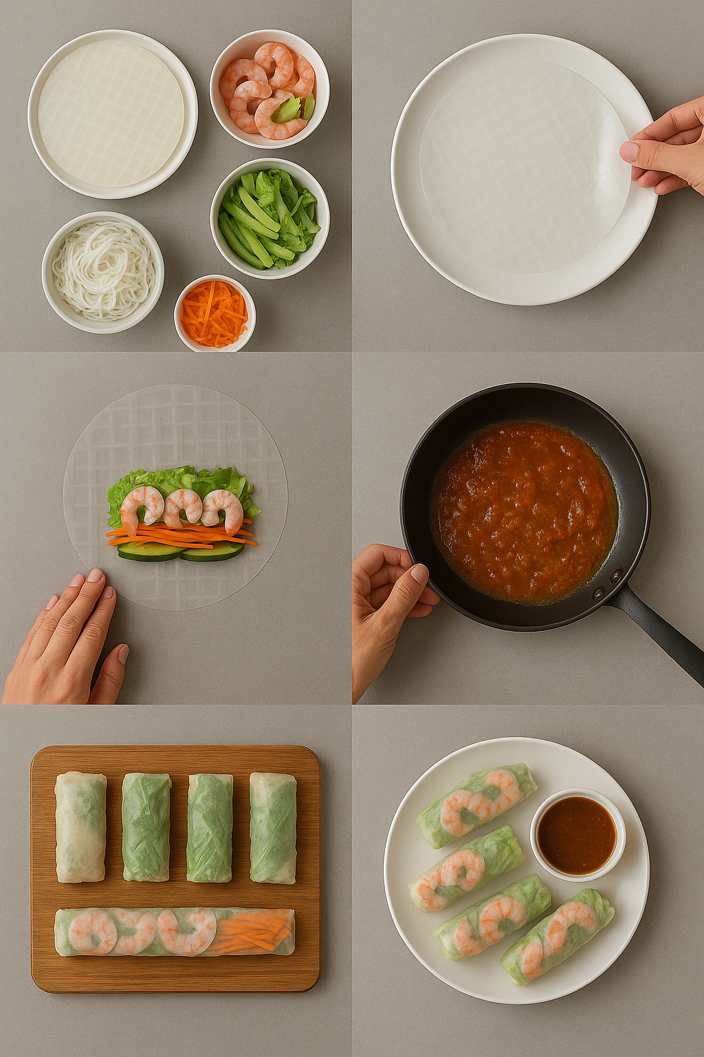 Instrucciones de uso de los rollitos de verano vietnamitas